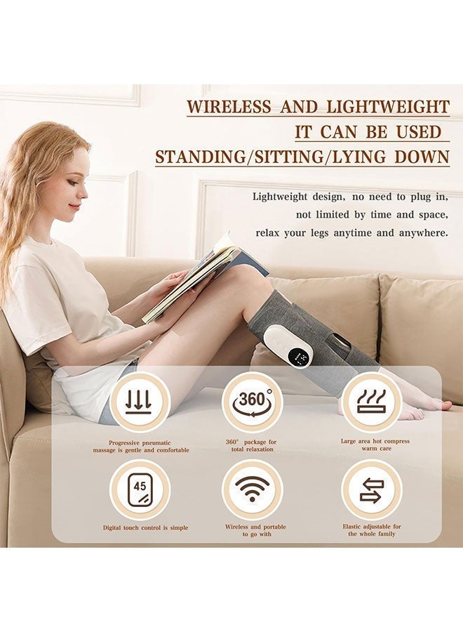 WINEENEE Leg Air Compression Massager with Heat, 3 Massage Modes & 3 Intensity Levels, Comfortable Calf Wrap Design for Daily Relaxation (1 Pair) - Image 3